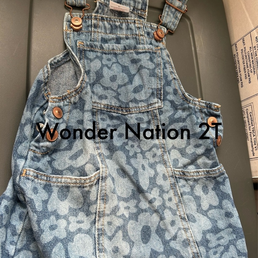 Blue Floral Denim Overalls